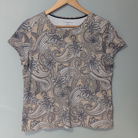 croft & barrow Tops - Croft & Barrow The Classic Tee Women's Size M Paisley Cotton Cap Sleeve Top